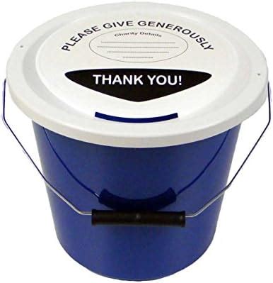 3 Charity Money Collection Buckets with Lids, Labels and Ties (5 .
